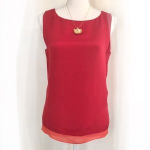 VINTAGE Christmas Holiday Silk Sleeveless Blouse boxey loose fit 100% silk Chaus
